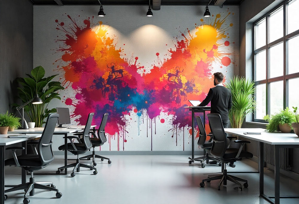 Parete ufficio decorasione astratta -Stampa su parete robotizzata - Decorazioni artistiche Sassari